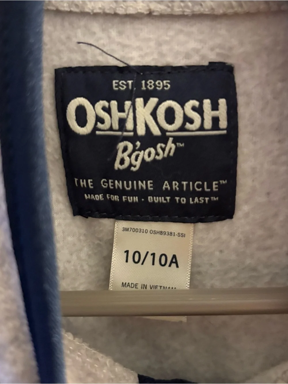 OshKosh B’gosh Boys Size 10 Gray Navy Quarter Zip Fleece Pullover